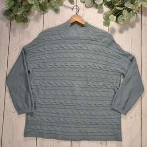 J.Jill Horizontal Cable Knit  Funnel Neck Mock Turtleneck Sweater